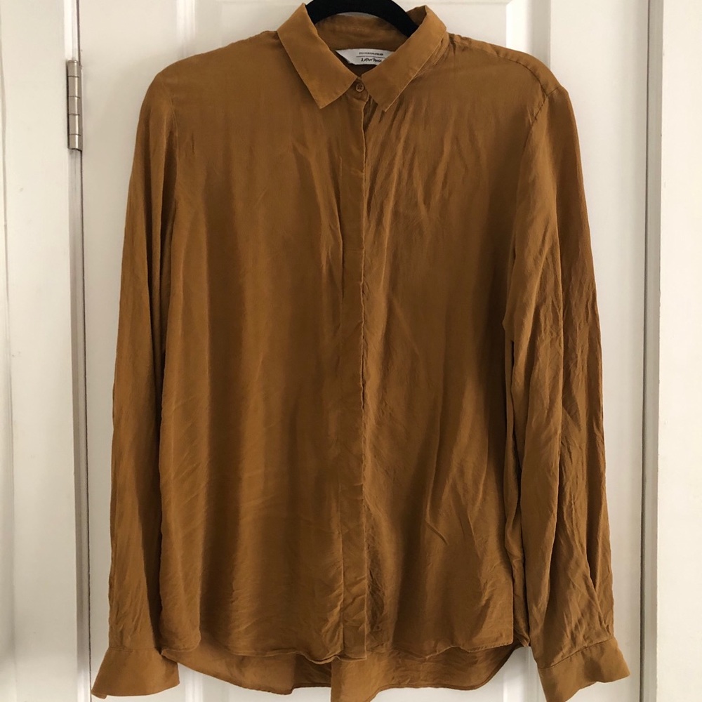 & Other Stories silk button down in Rust/Ochre